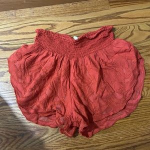 Free People Orange flower detail flowy shorts
